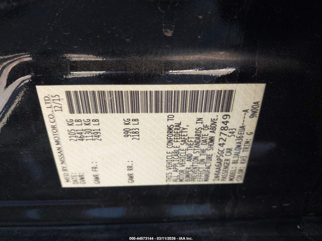 1N4AA6AP5GC427849 Nissan Maxima 3.5 S
