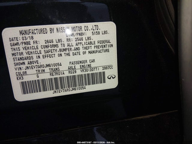 Продажа на аукционе авто 2018 Infiniti Q50 3.0t Luxe, vin: JN1EV7AR0JM610054, номер лота: 44573167
