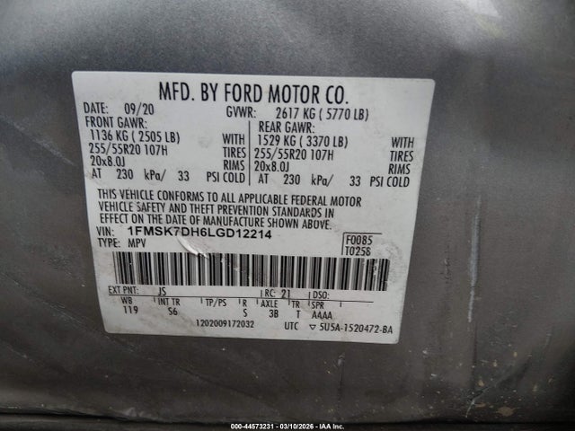 Ford EXPLORER XLT 2020 1FMSK7DH6LGD12214 Image 9