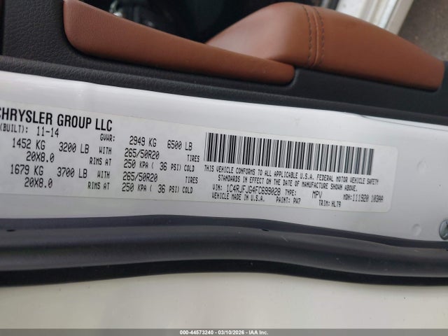 Jeep Grand Cherokee Summit 2015 1C4RJFJG4FC699028 Image 9