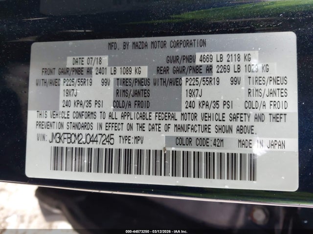 Aukcja sprzedaży 2018 Mazda Cx-5 Touring, vin: JM3KFBCM2J0447245, numer aukcji: 44573250