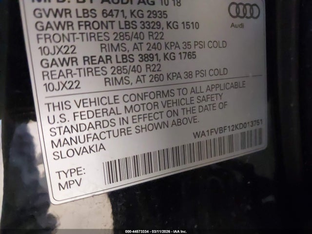 2019 AUDI Q8 WA1FVBF12KD013751 Photo 8