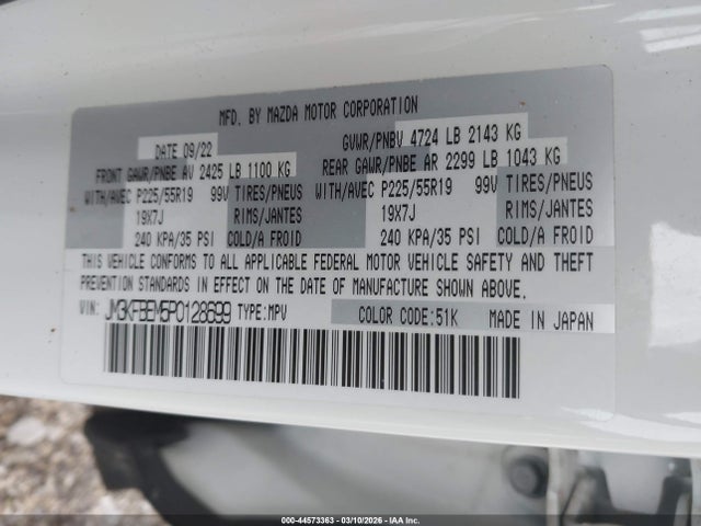 Продаж на аукціоні авто 2023 Mazda Cx-5 2.5 S Premium Plus, vin: JM3KFBEM5P0128699, номер лоту: 44573363