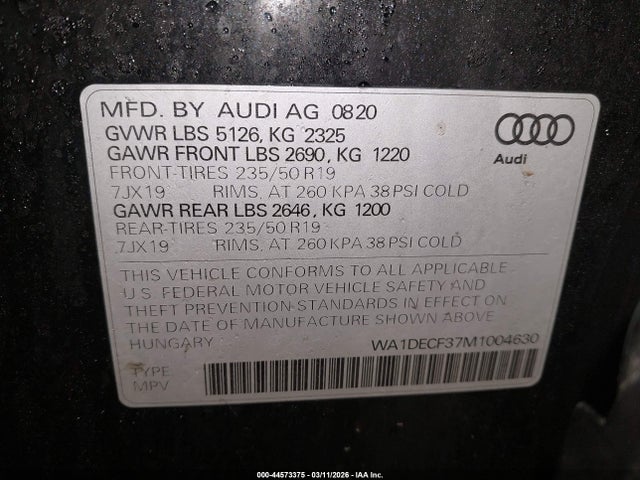 2021 AUDI Q3 WA1DECF37M1004630 Photo 8