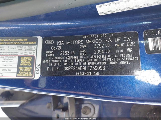 KIA Forte Lxs 2020 3KPF24AD9LE259093 Image 9