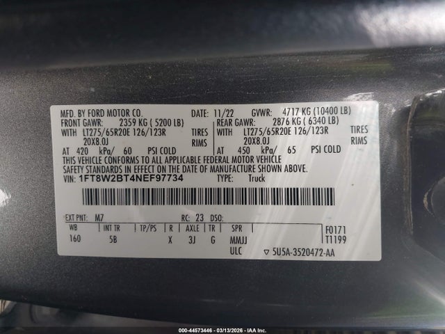 Ford F-250 Lariat 2022 1FT8W2BT4NEF97734 Image 8