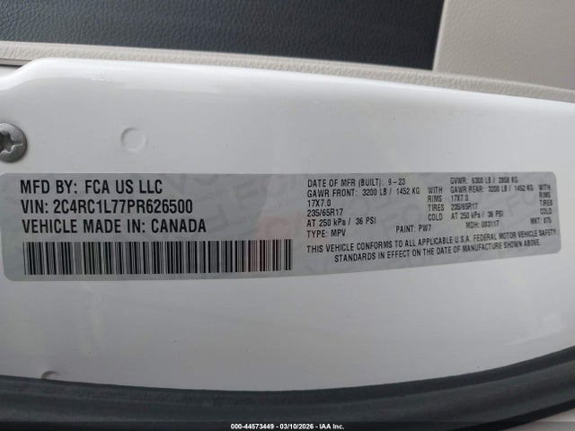 Продаж на аукціоні авто 2023 Chrysler Pacifica Hybrid Touring L, vin: 2C4RC1L77PR626500, номер лоту: 44573449