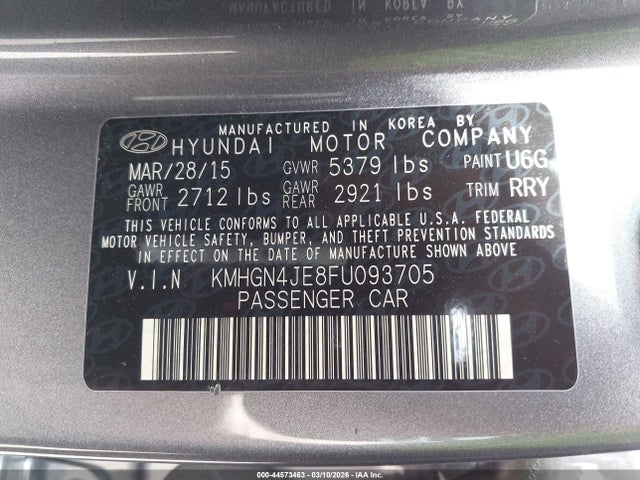 2015 HYUNDAI GENESIS KMHGN4JE8FU093705 Photo 8