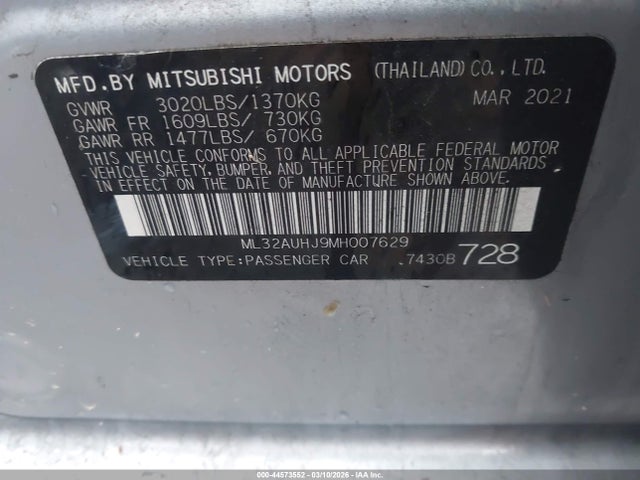 2021 MITSUBISHI MIRAGE ML32AUHJ9MH007629 Photo 8
