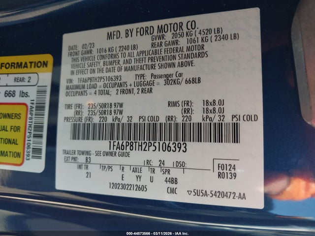 2023 FORD MUSTANG 1FA6P8TH2P5106393 Photo 8