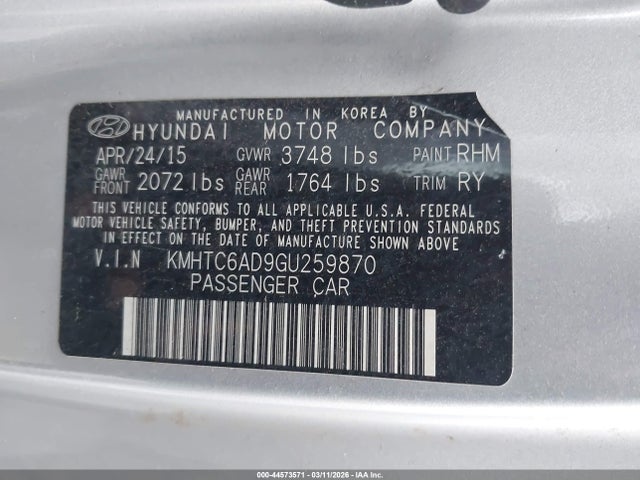 Aukcja sprzedaży 2016 Hyundai Veloster, vin: KMHTC6AD9GU259870, numer aukcji: 44573571