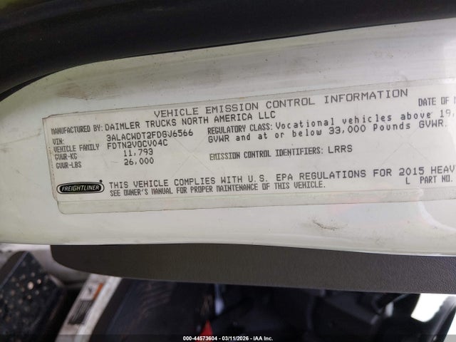 2015 Freightliner M2 106 Medium Duty მანქანა იყიდება აუქციონზე, vin: 3ALACWDT2FDGJ6566, აუქციონის ნომერი: 44573604