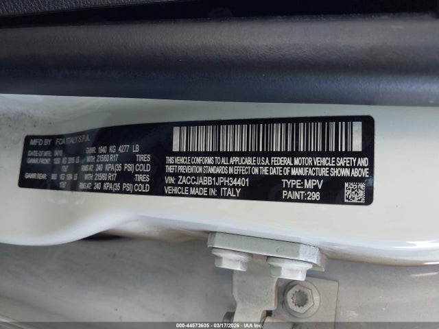 ZACCJABB1JPH34401 Jeep Renegade Latitude Fwd