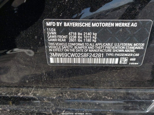 Aukcja sprzedaży 2025 Bmw 330i, vin: 3MW69CW02S8F24281, numer aukcji: 44573700