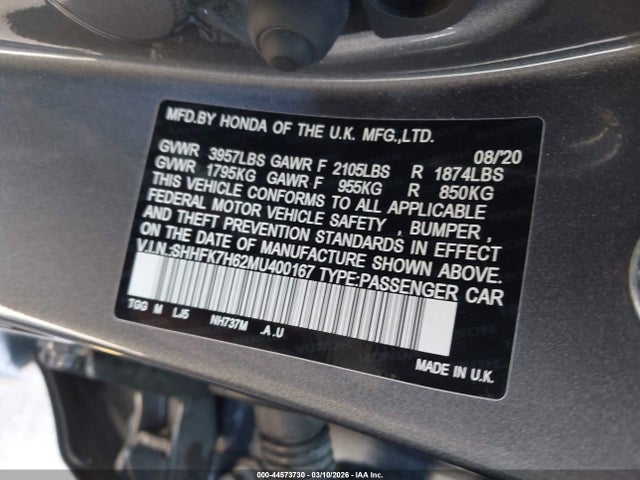 2021 HONDA CIVIC SHHFK7H62MU400167 Photo 8