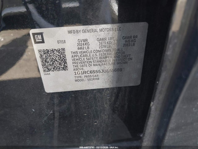 Продажа на аукционе авто 2018 Chevrolet Volt Lt, vin: 1G1RC6S55JU155608, номер лота: 44573793