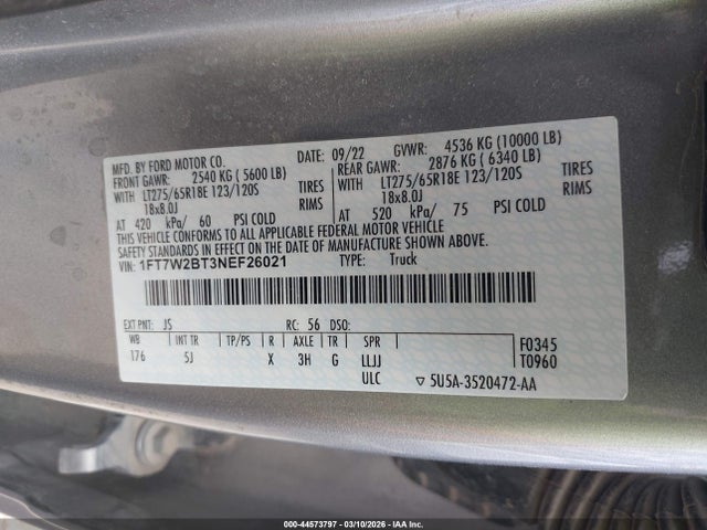 Ford F-250 Lariat 2022 1FT7W2BT3NEF26021 Image 9