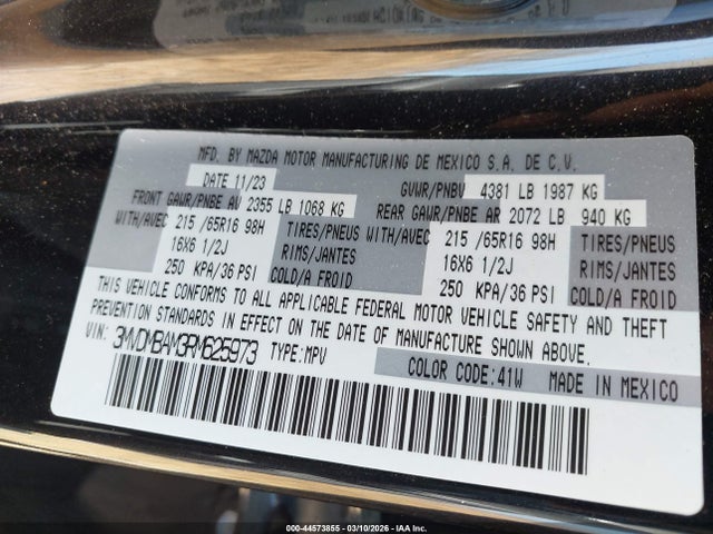 44573855 :رقم المزاد ، 3MVDMBAM3RM625973 vin ، 2024 Mazda Cx-30 2.5 S مزاد بيع
