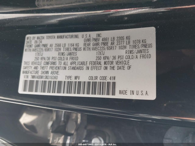 44573863 :رقم المزاد ، 7MMVABBM1SN318360 vin ، 2025 Mazda Cx-50 2.5 S Preferred Package مزاد بيع