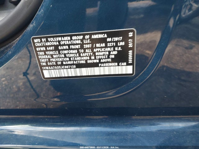 Продаж на аукціоні авто 2018 Volkswagen Passat 2.0t R-line/2.0t S, vin: 1VWAA7A3XJC007120, номер лоту: 44573908