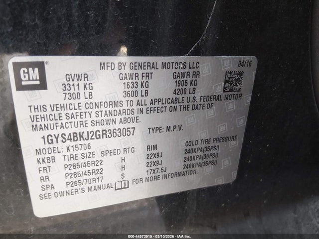 2016 CADILLAC ESCALADE 1GYS4BKJ2GR363057 Photo 8