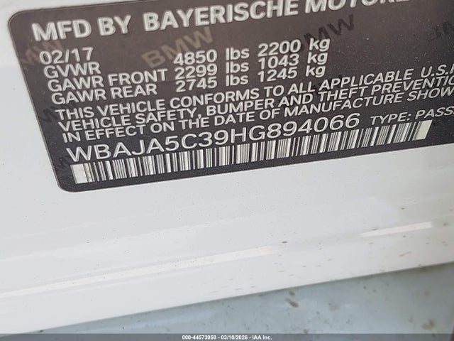 2017 BMW 530I WBAJA5C39HG894066 Photo 8