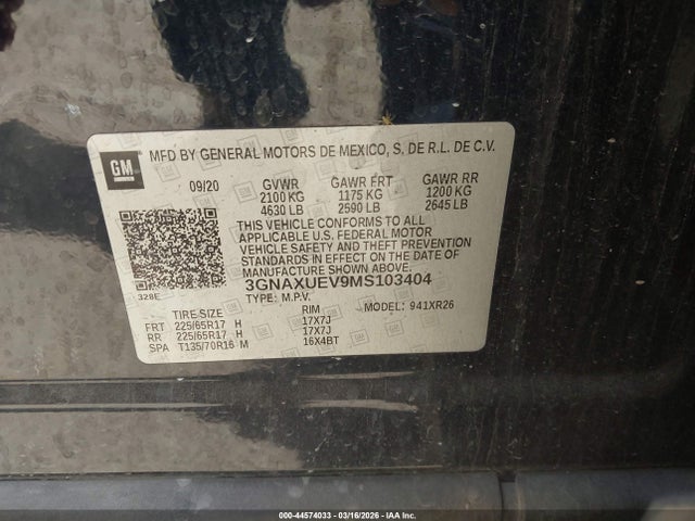 Chevrolet Equinox Awd Lt 2021 3GNAXUEV9MS103404 Image 9