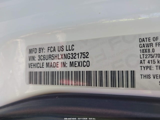 3C6UR5HLXNG321752 RAM 2500 Tradesman 4x4 8&#039; Box