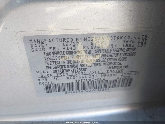 3N1AB7AP2JY238381 Nissan Sentra