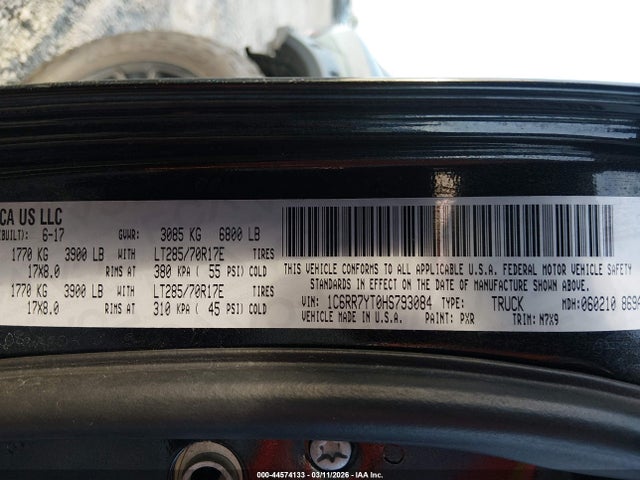 Продажа на аукционе авто 2017 Ram 1500 Rebel  4x4 5'7 Box, vin: 1C6RR7YT0HS793084, номер лота: 44574133