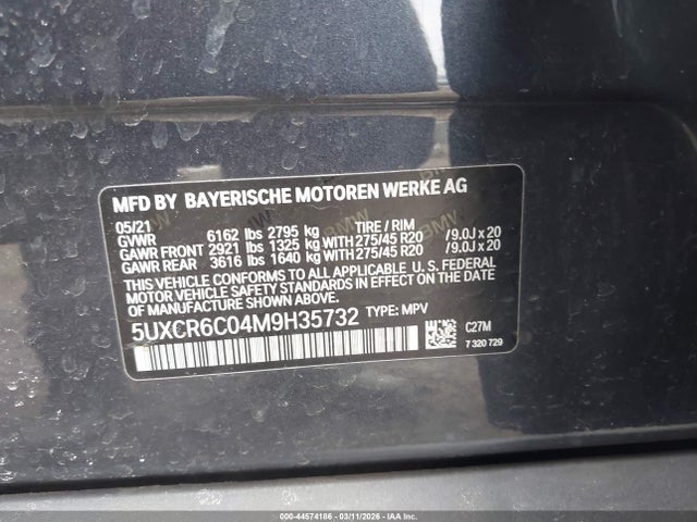 Продажа на аукционе авто 2021 Bmw X5 Xdrive40i, vin: 5UXCR6C04M9H35732, номер лота: 44574186