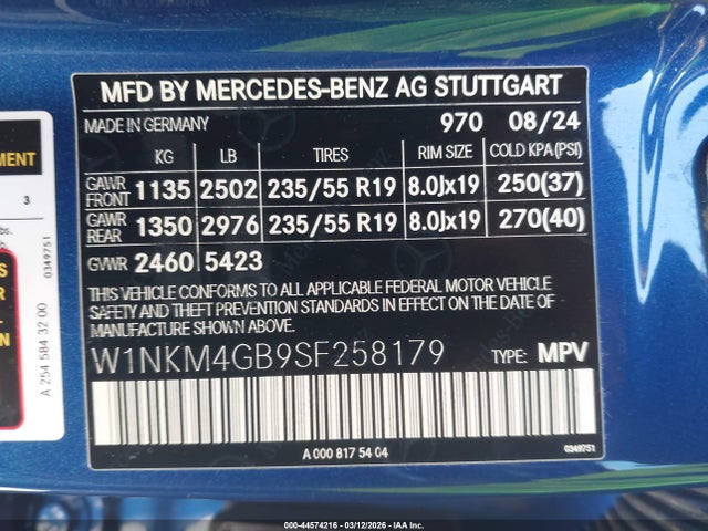 Aukcja sprzedaży 2025 Mercedes-benz Glc 300 Suv, vin: W1NKM4GB9SF258179, numer aukcji: 44574216