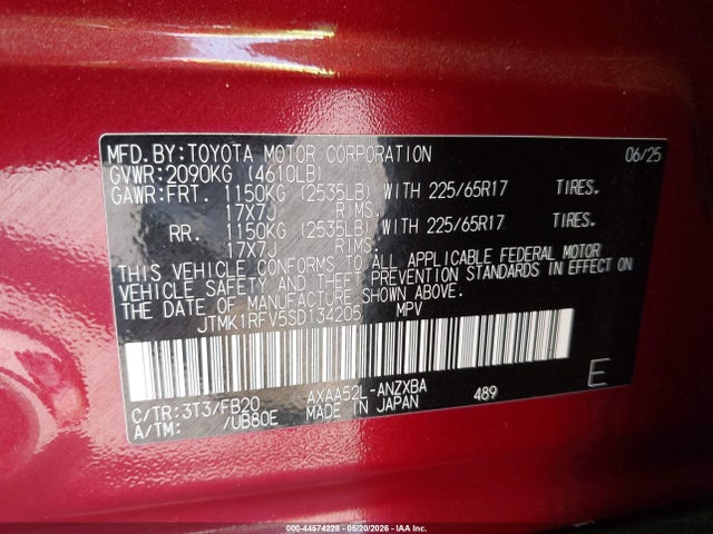 2025 Toyota Rav4 Le მანქანა იყიდება აუქციონზე, vin: JTMK1RFV5SD134205, აუქციონის ნომერი: 44574228