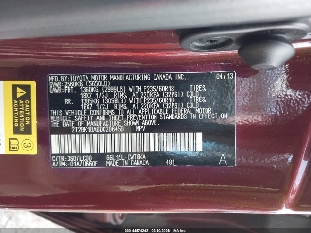 2013 Lexus Rx 350 მანქანა იყიდება აუქციონზე, vin: 2T2BK1BA6DC206459, აუქციონის ნომერი: 44574242