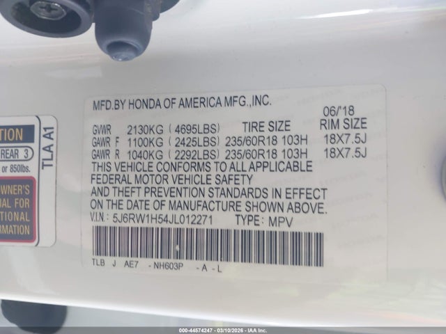 5J6RW1H54JL012271 Honda CR-V EX