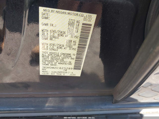 2012 NISSAN PATHFINDER 5N1AR1NN2CC625289 Photo 8