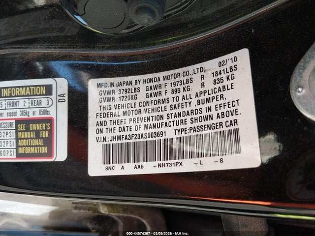 Продаж на аукціоні авто 2010 Honda Civic Hybrid, vin: JHMFA3F23AS003691, номер лоту: 44574307