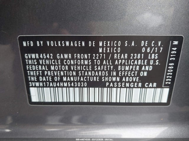 3VWH17AU4HM543030 Volkswagen Golf Alltrack Tsi S/tsi Se/tsi Sel