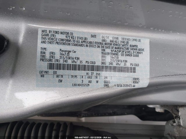 Ford FOCUS SE 2014 1FADP3F23EL313661 Image 9