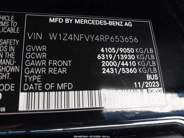 Продаж на аукціоні авто 2024 Mercedes-benz Sprinter 2500 Standard Roof 4-cyl Diesel Ho, vin: W1Z4NFVY4RP653656, номер лоту: 44574343