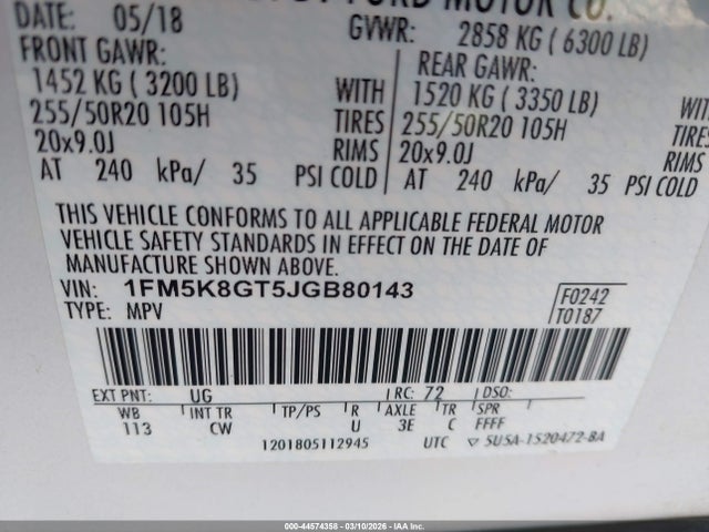 Ford EXPLORER SPORT 2018 1FM5K8GT5JGB80143 Image 9