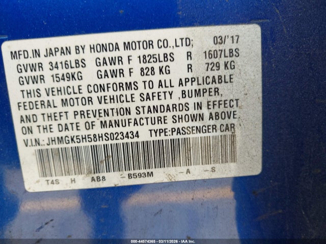 JHMGK5H58HS023434 Honda FIT LX