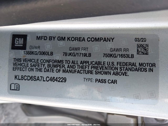 Chevrolet Spark Fwd 1lt Automatic 2020 KL8CD6SA7LC464229 Image 9