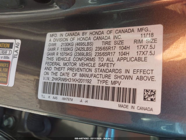 Honda CR-V LX 2019 2HKRW6H31KH201192 Image 9