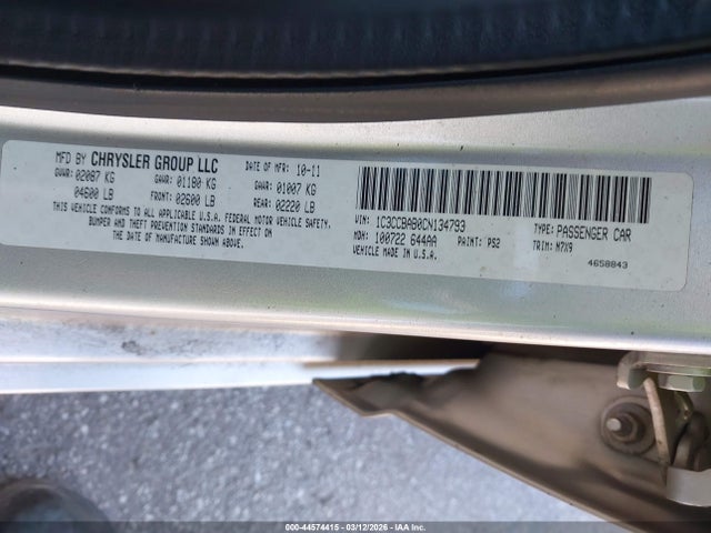 Aukcja sprzedaży 2012 Chrysler 200 Lx, vin: 1C3CCBAB0CN134793, numer aukcji: 44574415