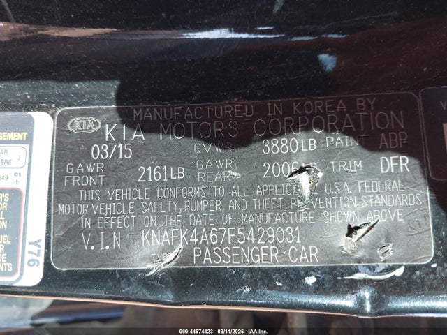 Aukcja sprzedaży 2015 Kia Forte Lx, vin: KNAFK4A67F5429031, numer aukcji: 44574423
