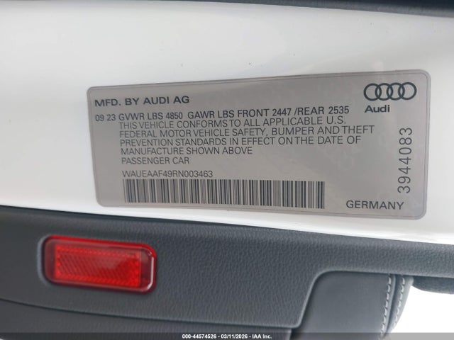 44574526 :رقم المزاد ، WAUEAAF49RN003463 vin ، 2024 Audi A4 Premium Plus 45 Tfsi S Line Quattro S Tronic مزاد بيع