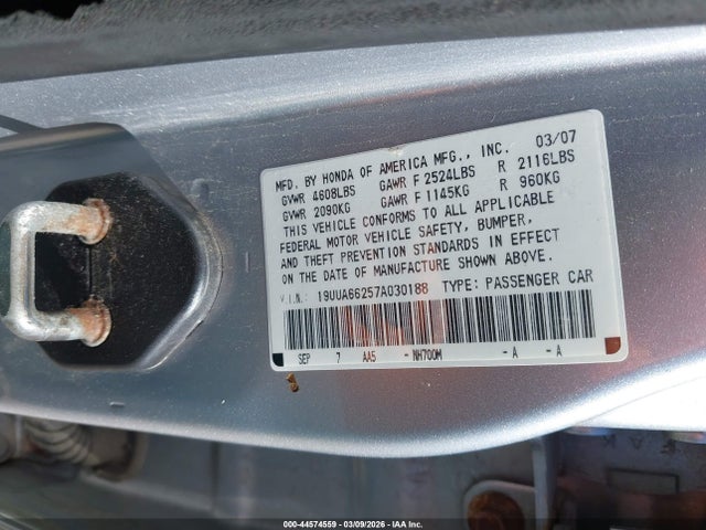 Продаж на аукціоні авто 2007 Acura Tl 3.2, vin: 19UUA66257A030188, номер лоту: 44574559