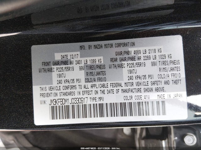 Aukcja sprzedaży 2018 Mazda Cx-5 Grand Touring, vin: JM3KFBDM1J0330917, numer aukcji: 44574628