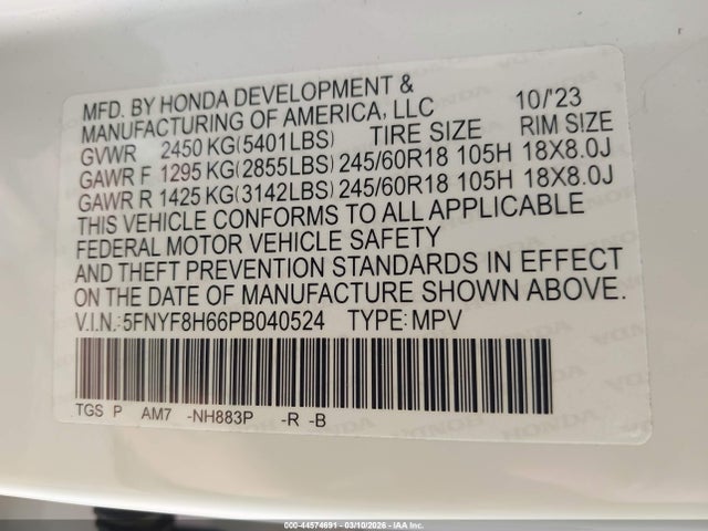 Aukcja sprzedaży 2023 Honda Passport Awd Trailsport, vin: 5FNYF8H66PB040524, numer aukcji: 44574691